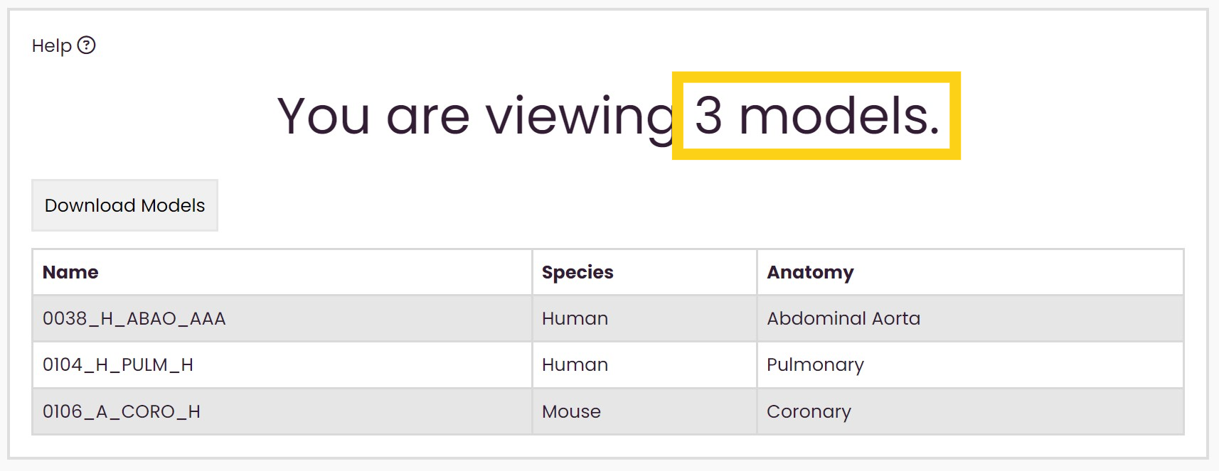 Image of table for shared models highlight number.